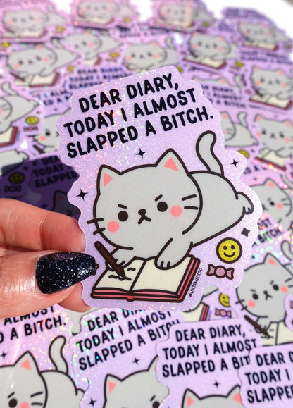 Dear Diary Cat – Funny Glitter Vinyl Sticker
