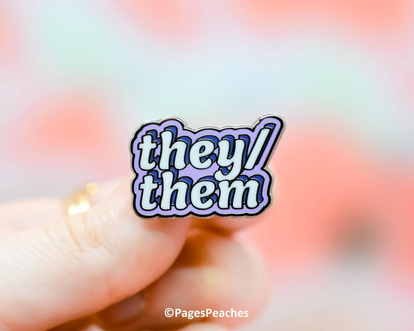 They/Them Pronoun Hard Enamel Pin Purple