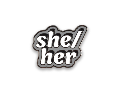 She/Her Pronoun Hard Enamel Pin SILVER
