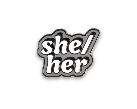She/Her Pronoun Hard Enamel Pin SILVER
