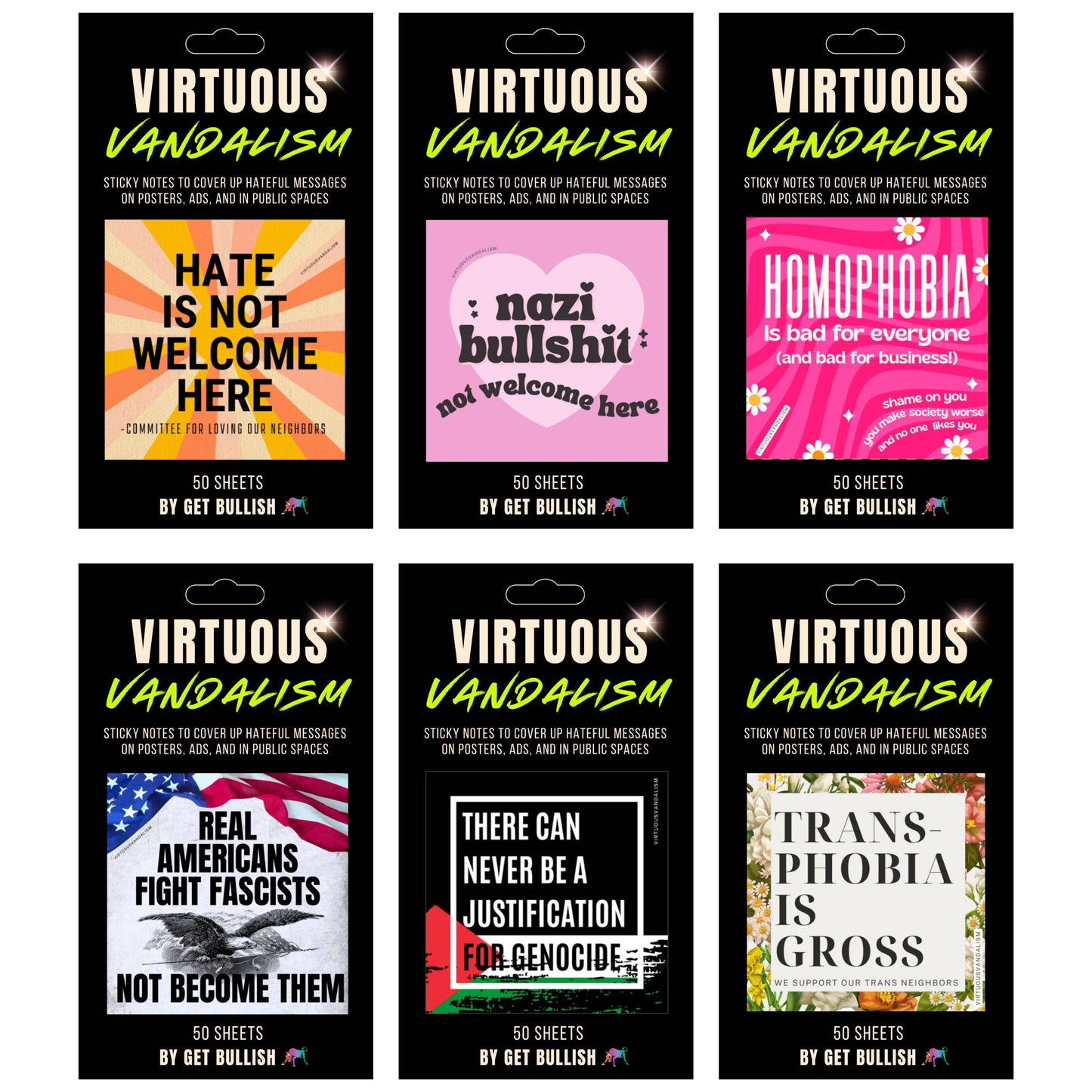 Virtuous Vandalism “Hate is Not Welcome Here” Sticky Notes