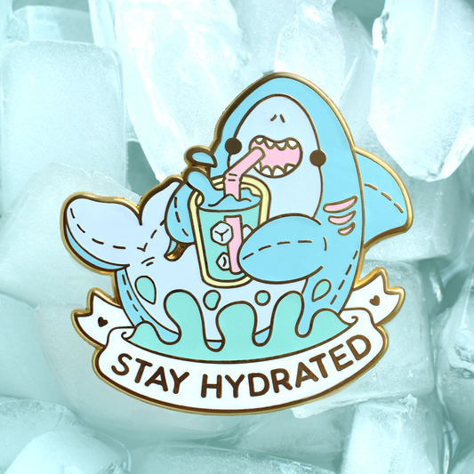 Stay Hydrated Shark Enamel Lapel Pin