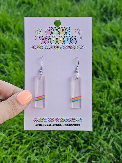 Subtle Pansexual Acrylic Pride Flag Earrings