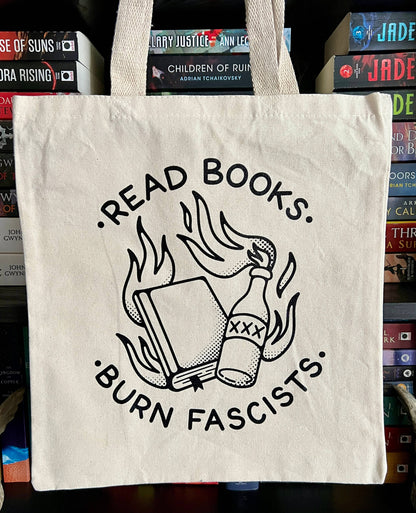 Read Books Burn Fascists Cotton Tote Bag