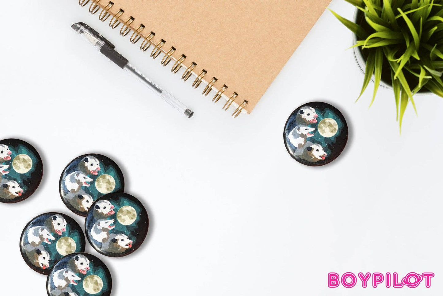 Three Possum Moon Pin
