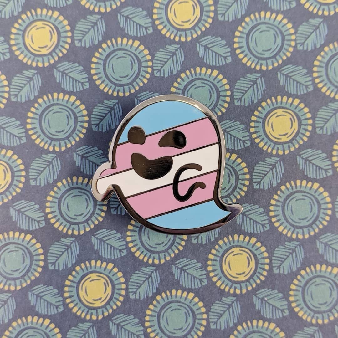 Transphantasm - transgender pride, LGBTQIA+ ghost enamel pin