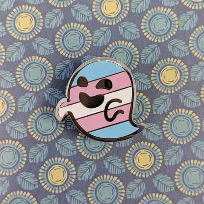 Transphantasm - transgender pride, LGBTQIA+ ghost enamel pin