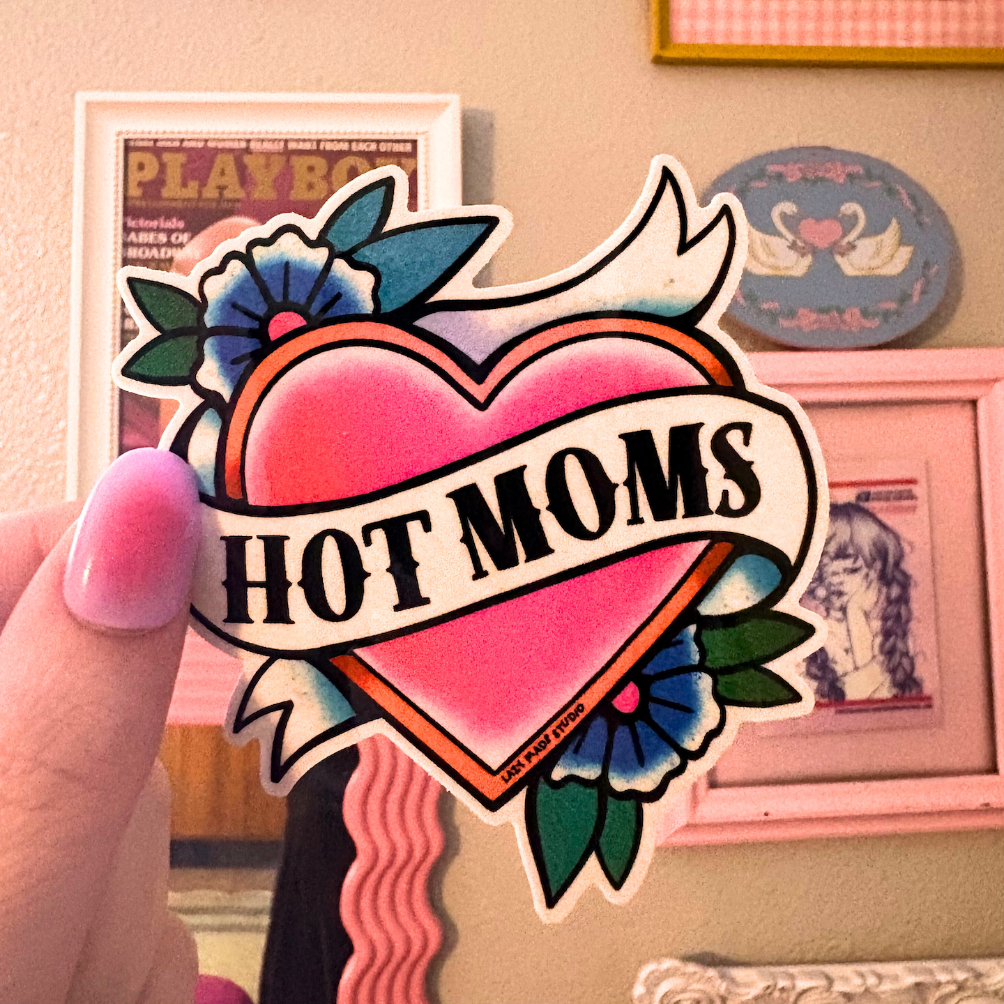 Hot Moms Heart Tattoo Waterproof Sticker 
