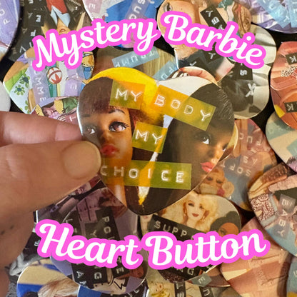 Mystery Vintage Barbie Heart Pinback Button