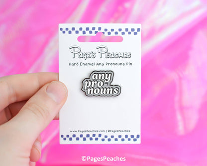 Any Pronouns LGBTQ Hard Enamel Pin SILVER