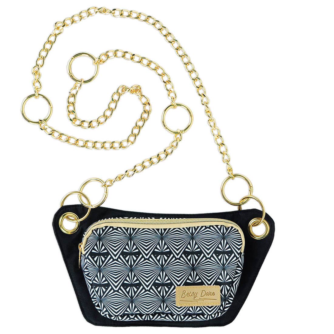 Black/White Geometric Print Lisa Convertible Crossbody Belt