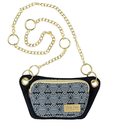 Black/White Geometric Print Lisa Convertible Crossbody Belt