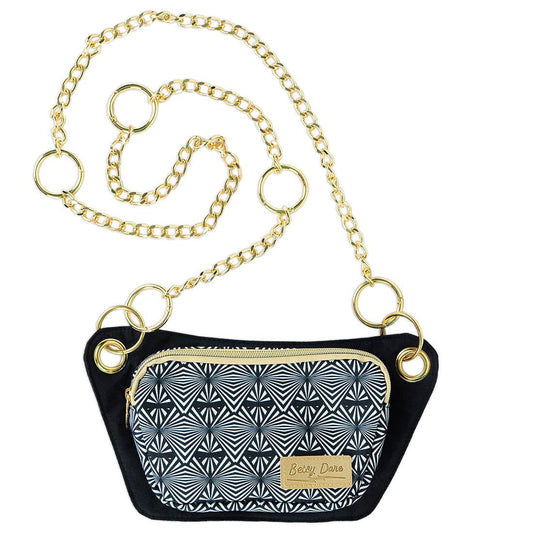 Black/White Geometric Print Lisa Convertible Crossbody Belt