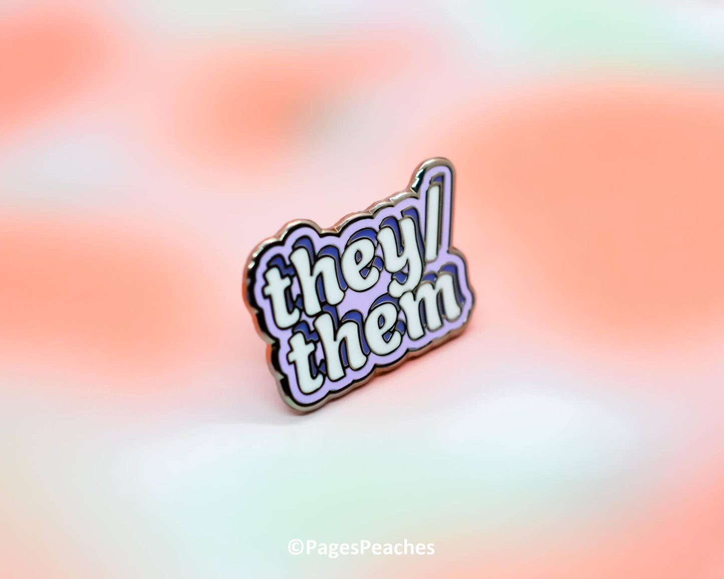 They/Them Pronoun Hard Enamel Pin Purple