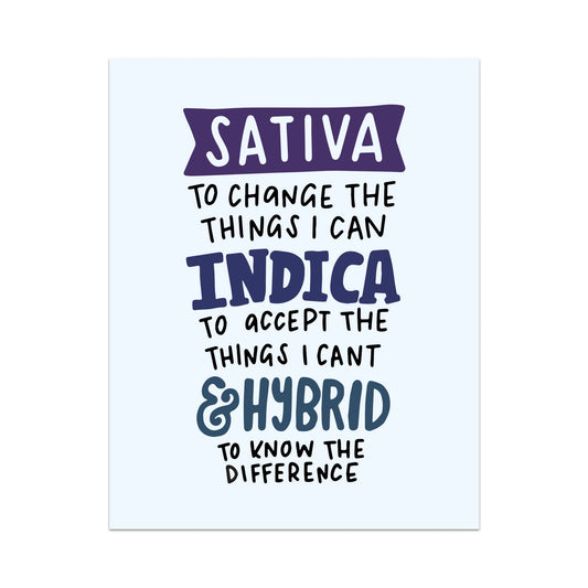 Sativa, Indica and Hybrid Unframed Art Print