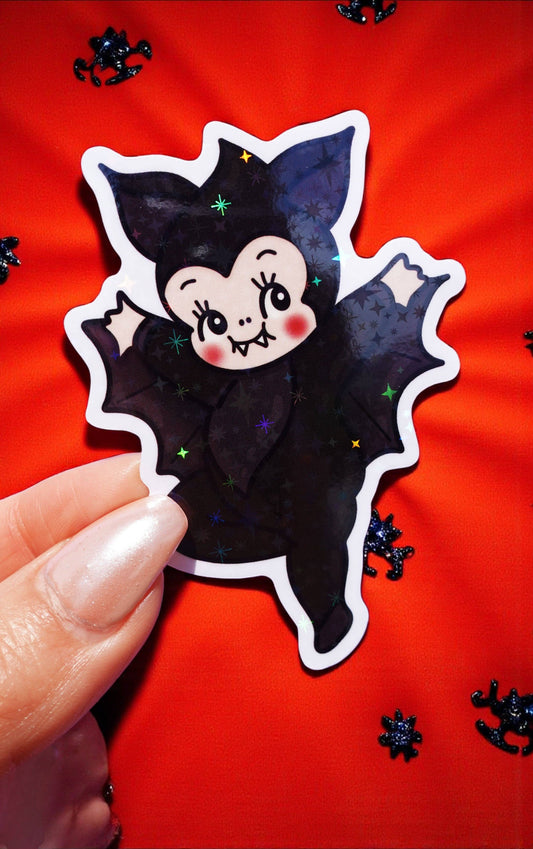Vampire Bat Sticker | Cute Gothic Glitter Vinyl Sticker