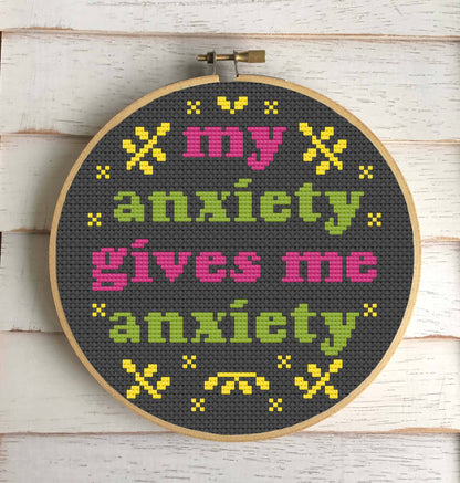 My Anxiety Counted Cross Stitch DIY KIT