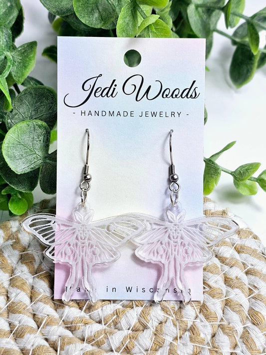 Luna Moth Clear Acrylic Earrings