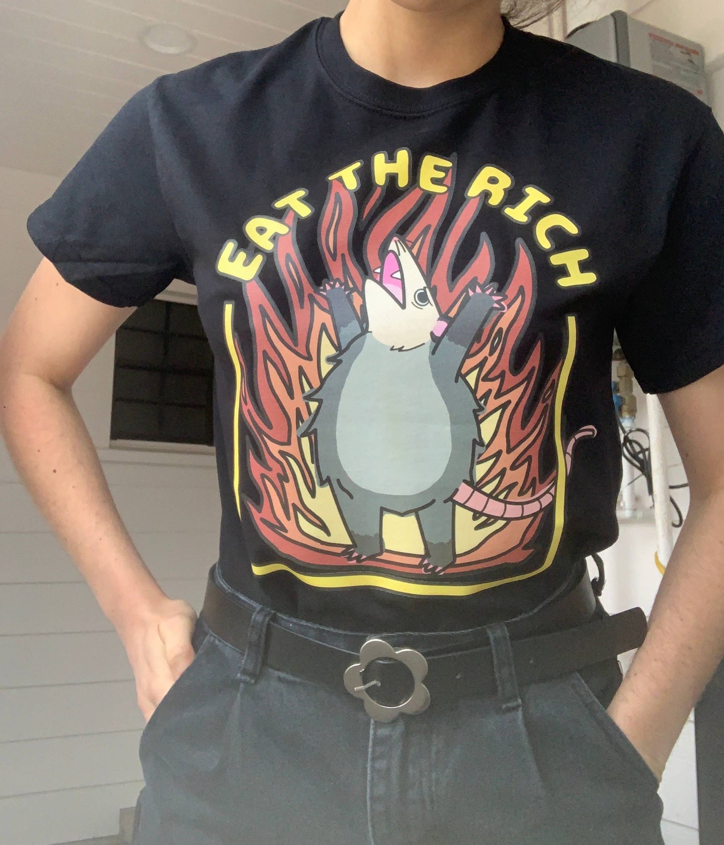 Eat the Rich Opossum T Shirt / Chaotic Anti Capitalist Punk