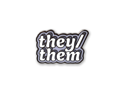 They/Them Pronoun Hard Enamel Pin Purple