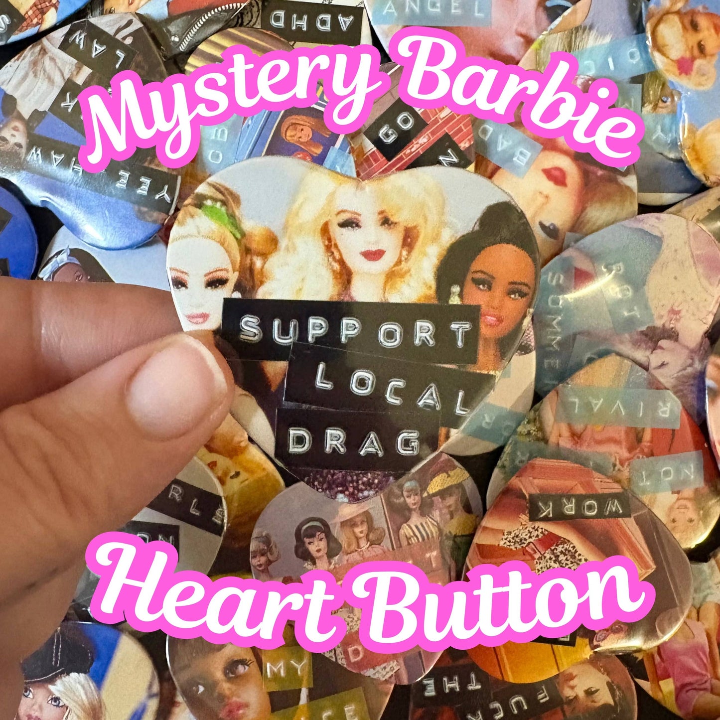 Mystery Vintage Barbie Heart Pinback Button