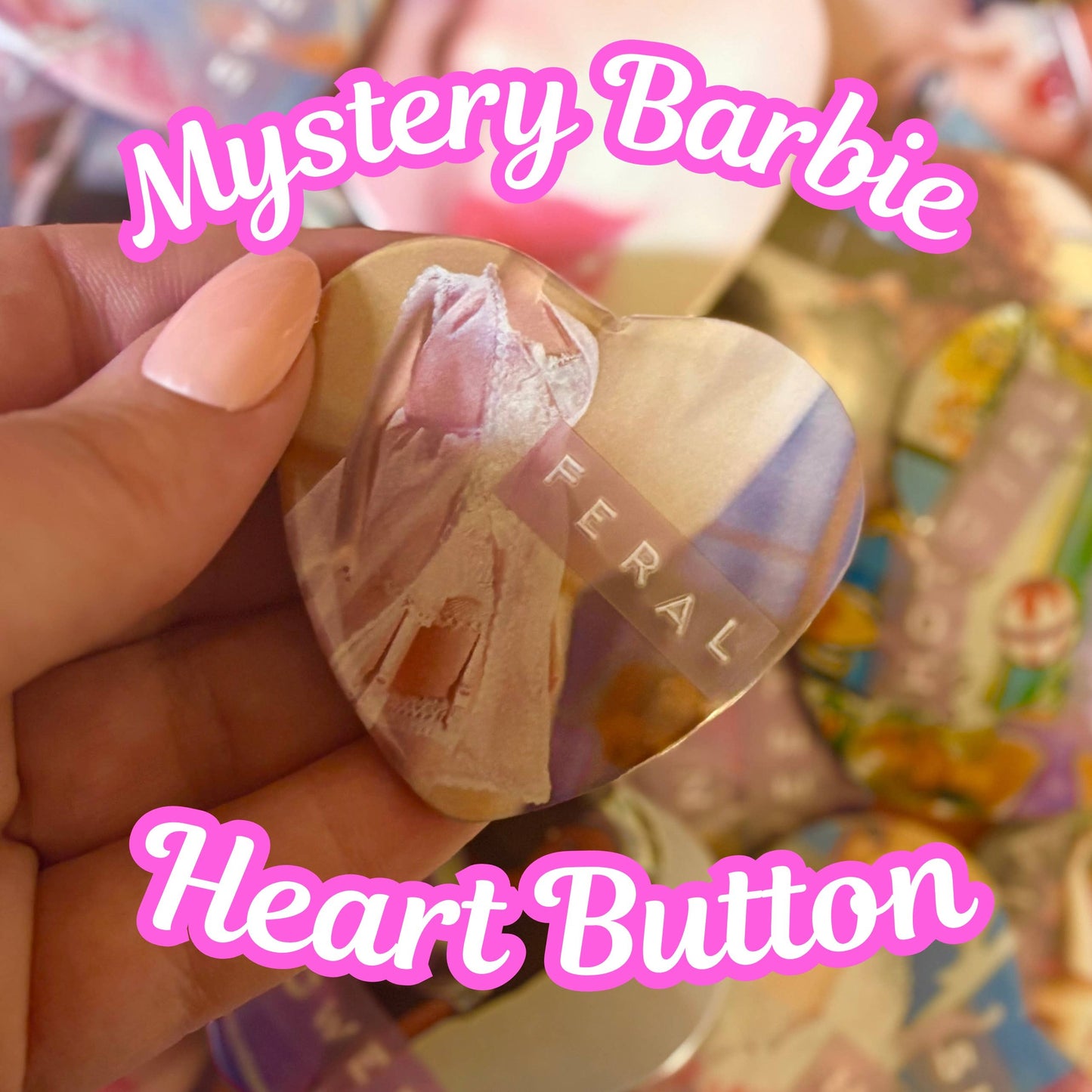 Mystery Vintage Barbie Heart Pinback Button